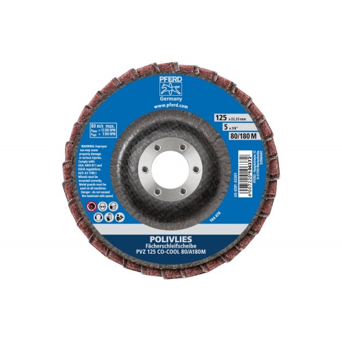 Disco de láminas POLIVLIES PVZ cerámica Ø 125 mm agujero 22,23 mm CO-COOL80/A180M para lijado fino
