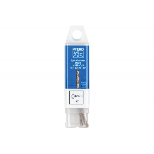 Broca espiral INOX Ø 1 mm HSS-E Co5 N DIN 338 135° para materiales duros y resistentes