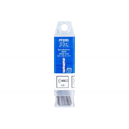 Broca espiral INOX Ø 1,6 mm HSS-E Co5 N DIN 338 135° para materiales duros y resistentes