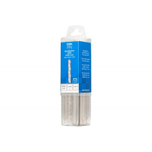 Broca espiral INOX Ø 10 mm HSS-E Co5 N DIN 338 135° para materiales duros y resistentes