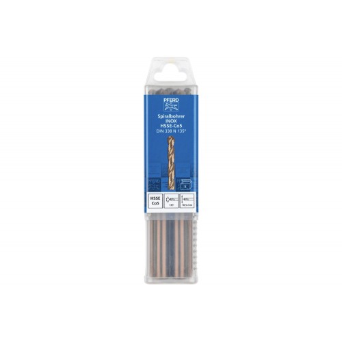 Broca espiral INOX Ø 10,5 mm HSS-E Co5 N DIN 338 135° para materiales duros y resistentes