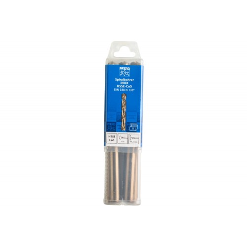 Broca espiral INOX Ø 11,5 mm HSS-E Co5 N DIN 338 135° para materiales duros y resistentes