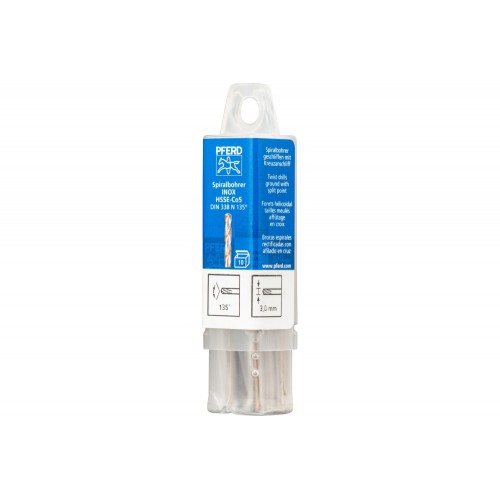Broca espiral INOX Ø 3 mm HSS-E Co5 N DIN 338 135° para materiales duros y resistentes