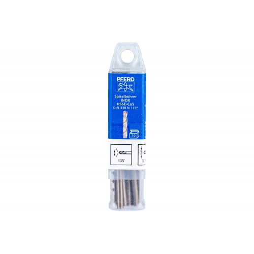Broca espiral INOX Ø 3,1 mm HSS-E Co5 N DIN 338 135° para materiales duros y resistentes