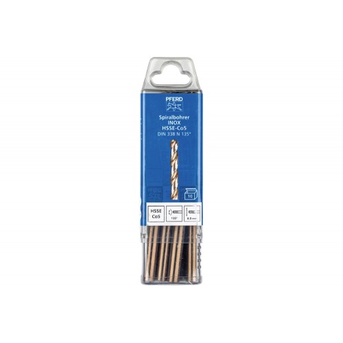 Broca espiral INOX Ø 8 mm HSS-E Co5 N DIN 338 135° para materiales duros y resistentes