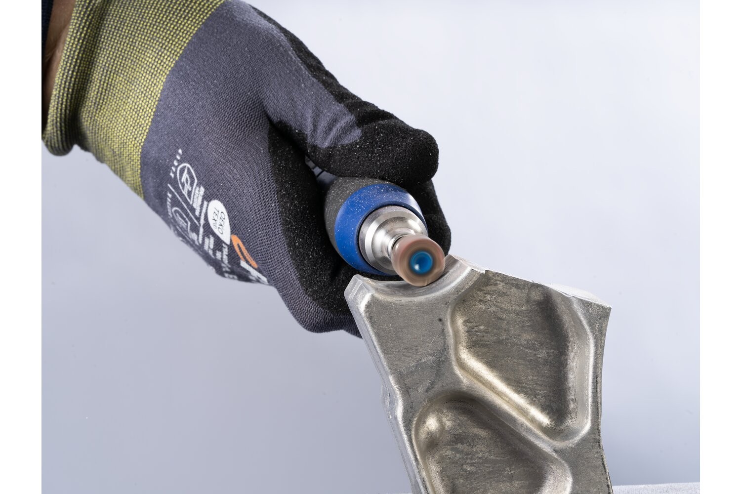 Abanico lijador, grano cerámico F Ø 15x10 mm, mango Ø 3 mm CO-COOL120, gran arranque en acero inoxidable