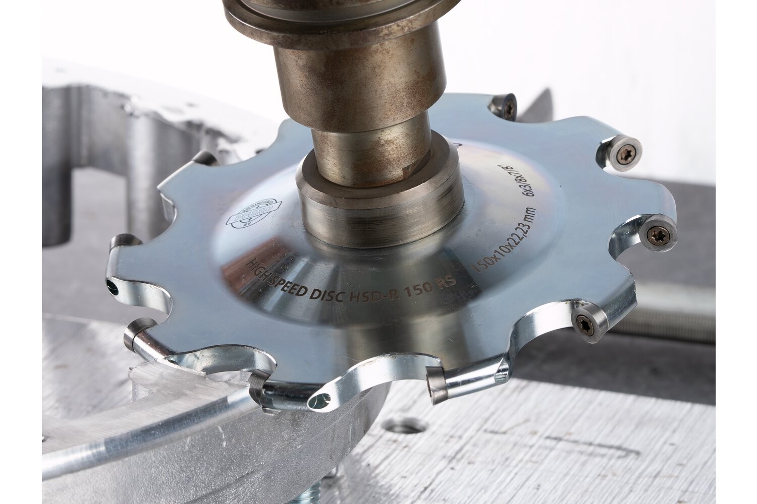 Disco de fresado de alto rendimiento ALUMASTER HSD-R Ø 150 mm RS, para el mecanizado de aluminio en robot, recubrimiento HICOAT