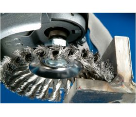 Carda cónica trenzada KBG Ø 100x13 mm M14, alambre de acero Ø 0,50 mm, amoladora angular