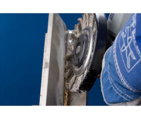 Carda PIPE COMBITWIST INOX-TOTAL RBGIT Ø 115x6x22,2 mm, alambre de acero inoxidable Ø 0,50 mm, amoladora angular