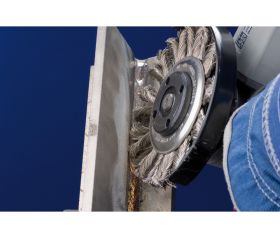 Carda PIPE COMBITWIST INOX-TOTAL RBGIT Ø 115x6x22,2 mm, alambre de acero inoxidable Ø 0,50 mm, amoladora angular