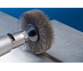 Carda redonda INOX-TOTAL sin trenzar RBUIT Ø 30x6 mm, mango Ø 6 mm, alambre de acero inoxidable Ø 0,20