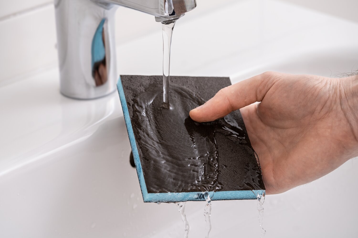 Esponja abrasiva resistente al agua 98x120x13 mm A60, A100, A180, dos caras, para aplicación universal