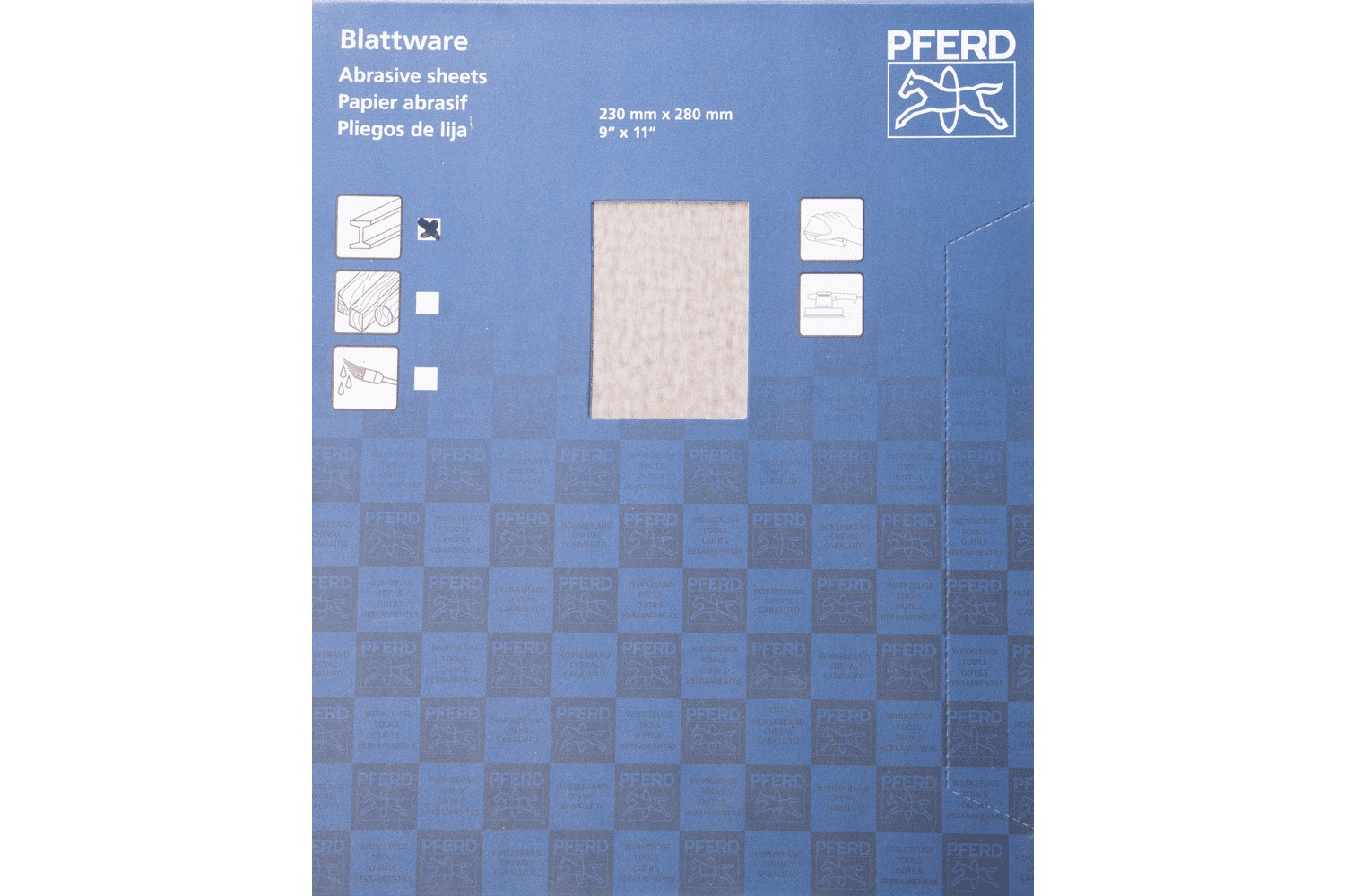 Pliego de lija de papel universal, corindón, 230x280 mm BP ECO AC A1000, con recubrimiento antiadherente