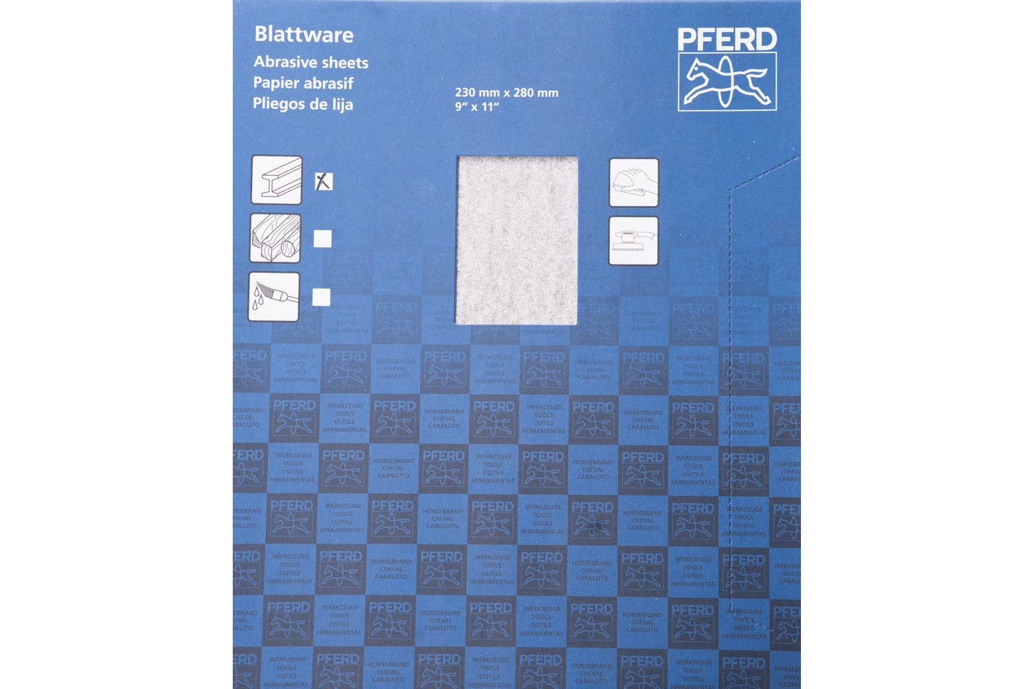 Pliego de lija de papel universal, corindón, 230x280 mm BP ECO AC A120, con recubrimiento antiadherente