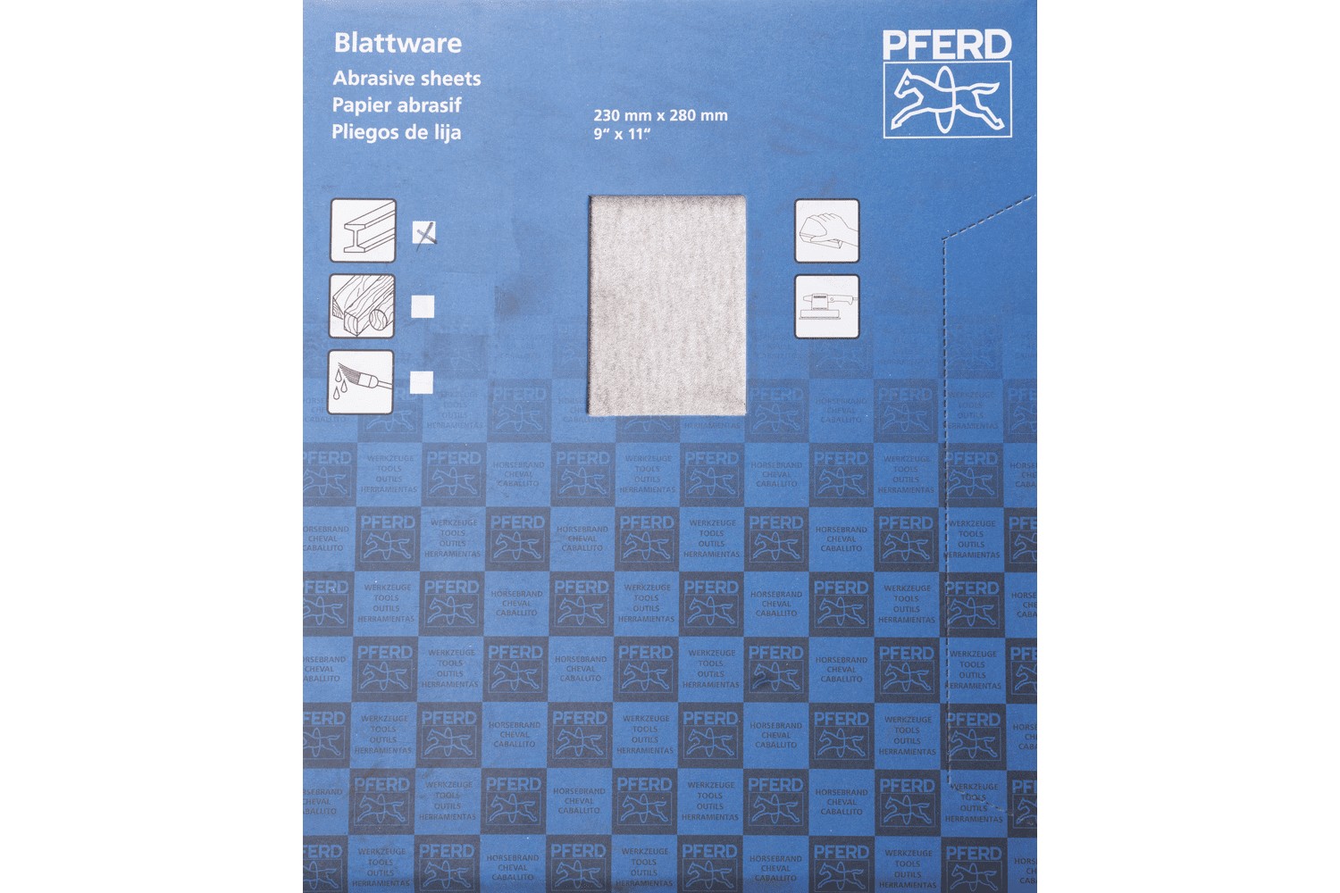 Pliego de lija de papel universal, corindón, 230x280 mm BP ECO AC A150, con recubrimiento antiadherente