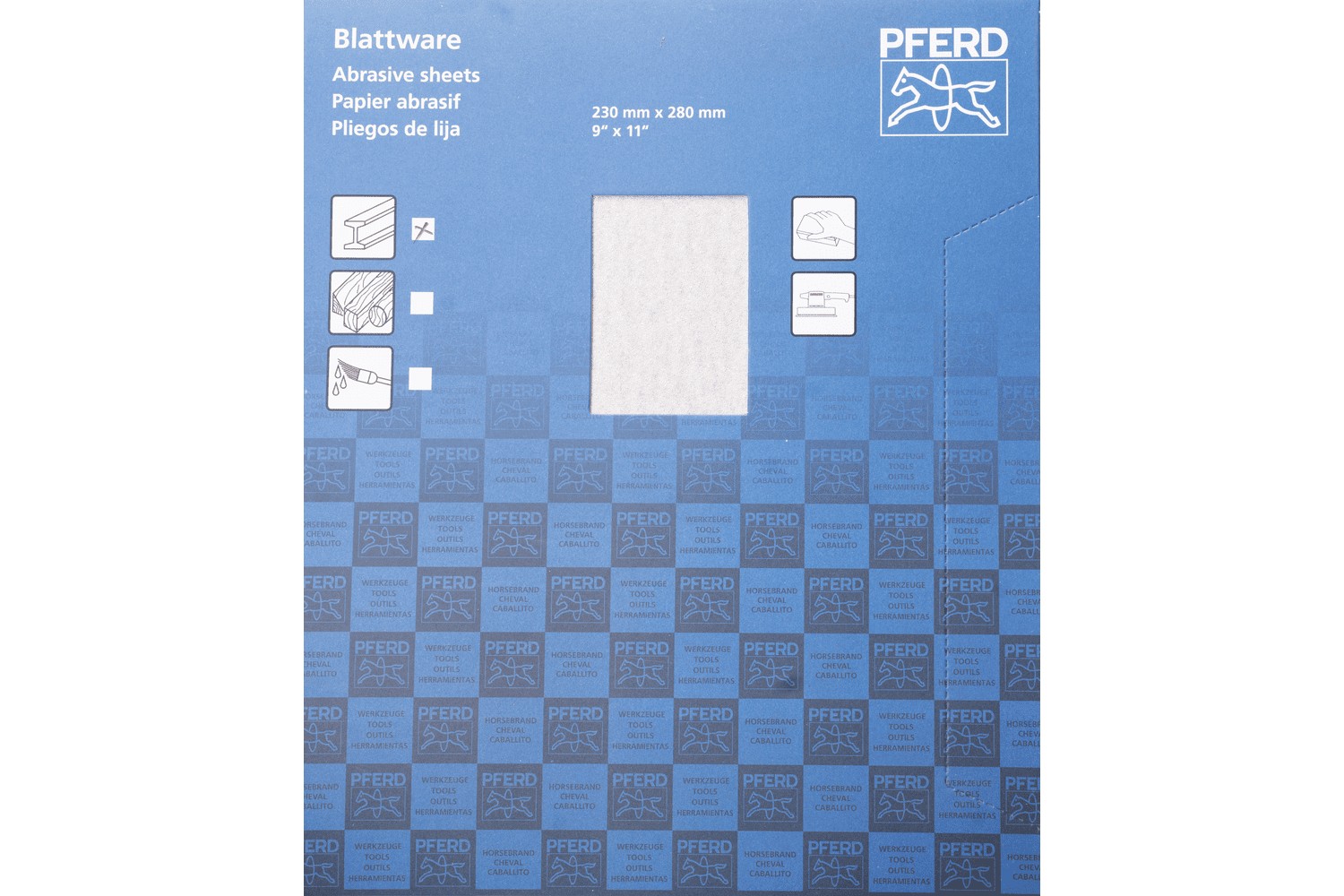 Pliego de lija de papel universal, corindón, 230x280 mm BP ECO AC A180, con recubrimiento antiadherente