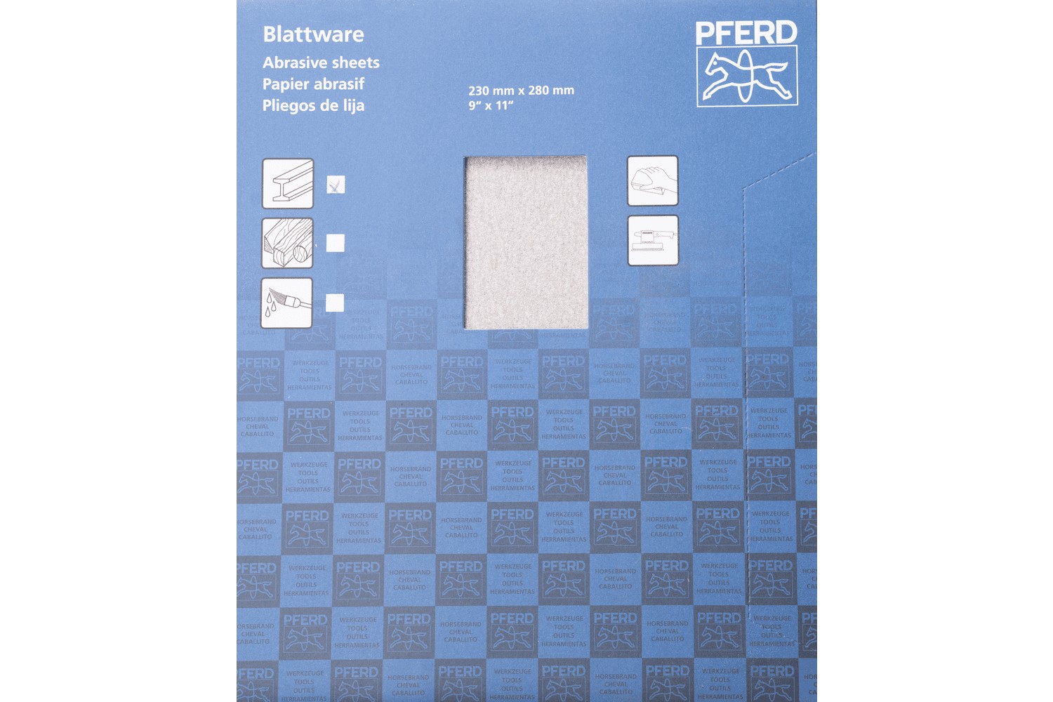 Pliego de lija de papel universal, corindón, 230x280 mm BP ECO AC A220, con recubrimiento antiadherente