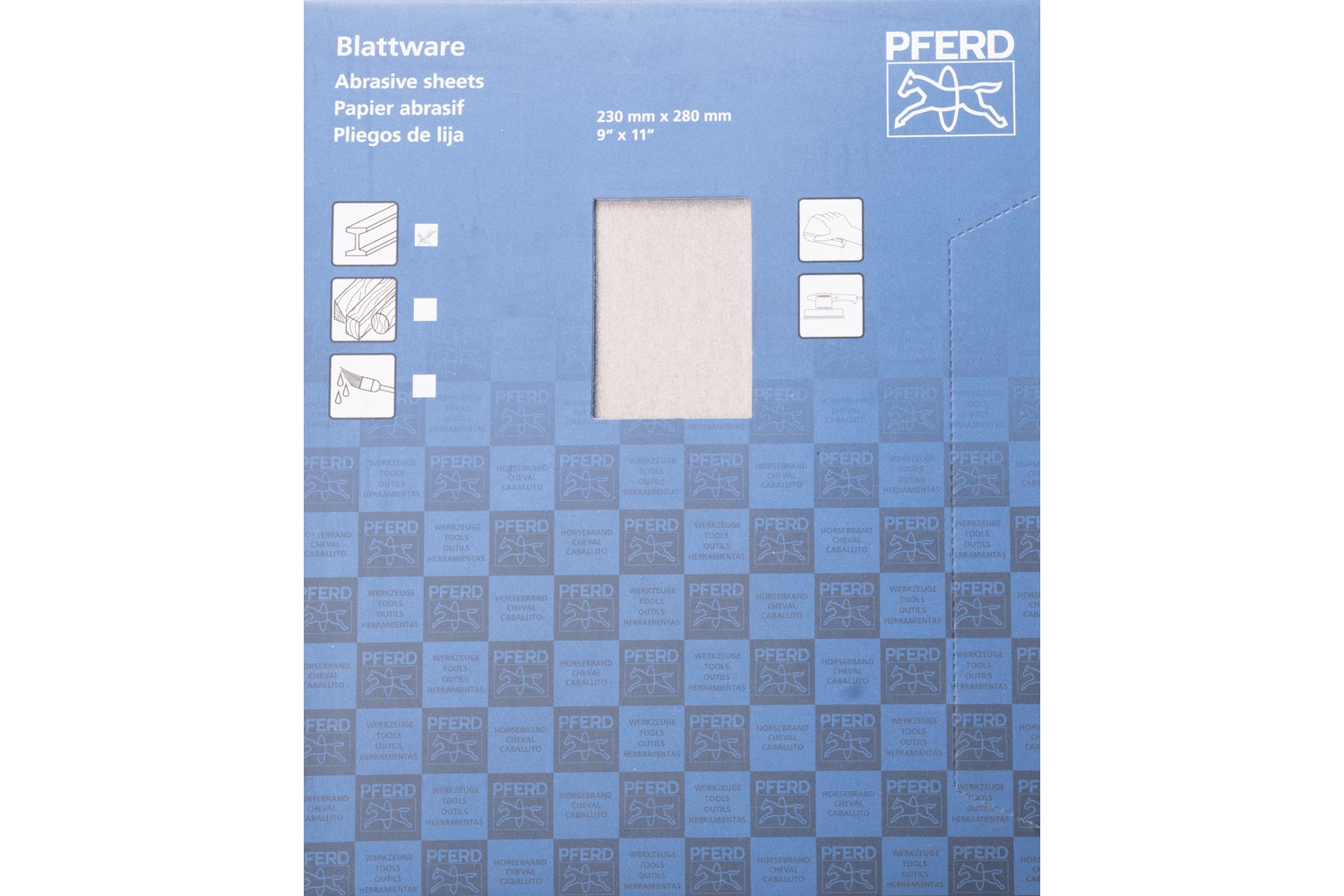 Pliego de lija de papel universal, corindón, 230x280 mm BP ECO AC A320, con recubrimiento antiadherente