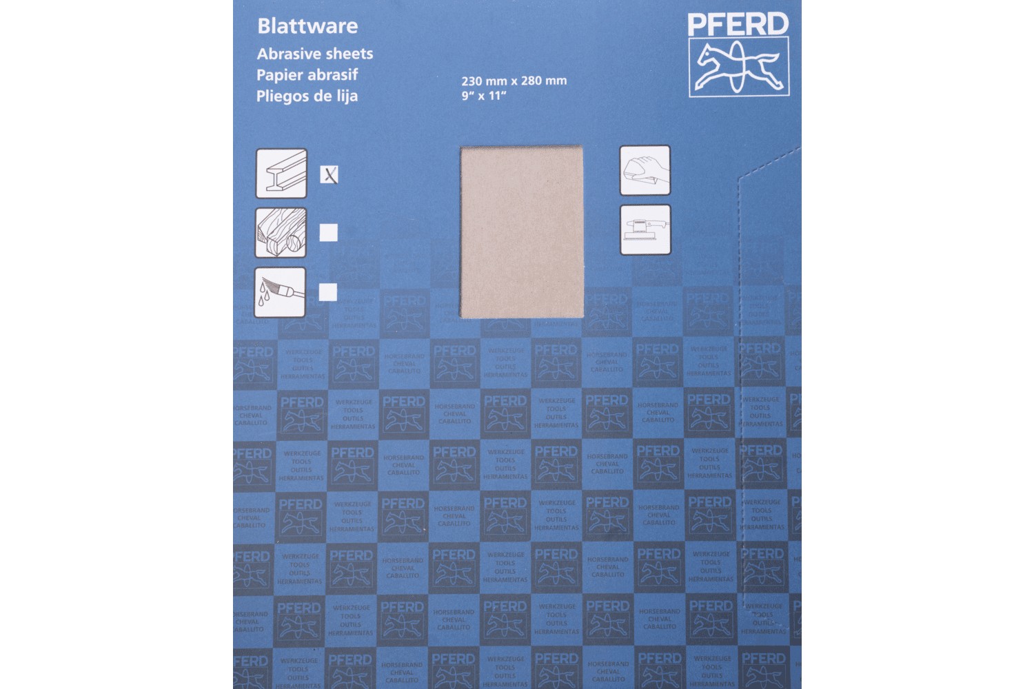 Pliego de lija de papel universal, corindón, 230x280 mm BP ECO AC A400, con recubrimiento antiadherente