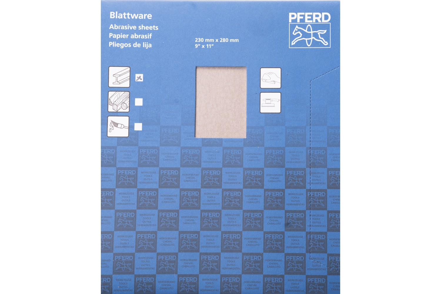 Pliego de lija de papel universal, corindón, 230x280 mm BP ECO AC A600, con recubrimiento antiadherente