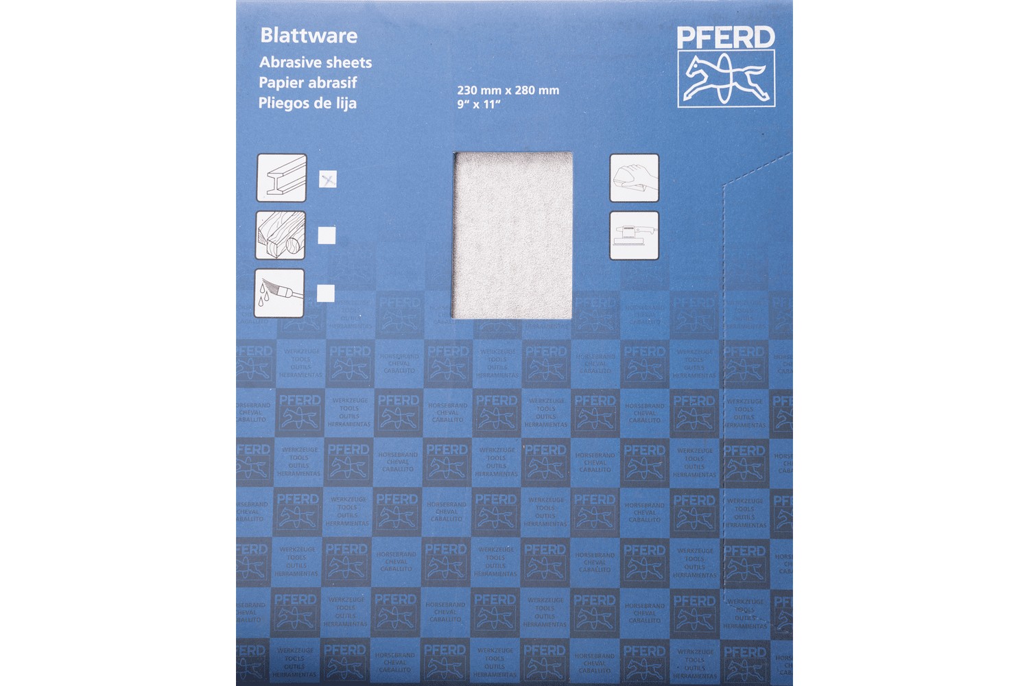 Pliego de lija de papel universal, corindón, 230x280 mm BP ECO AC A80, con recubrimiento antiadherente