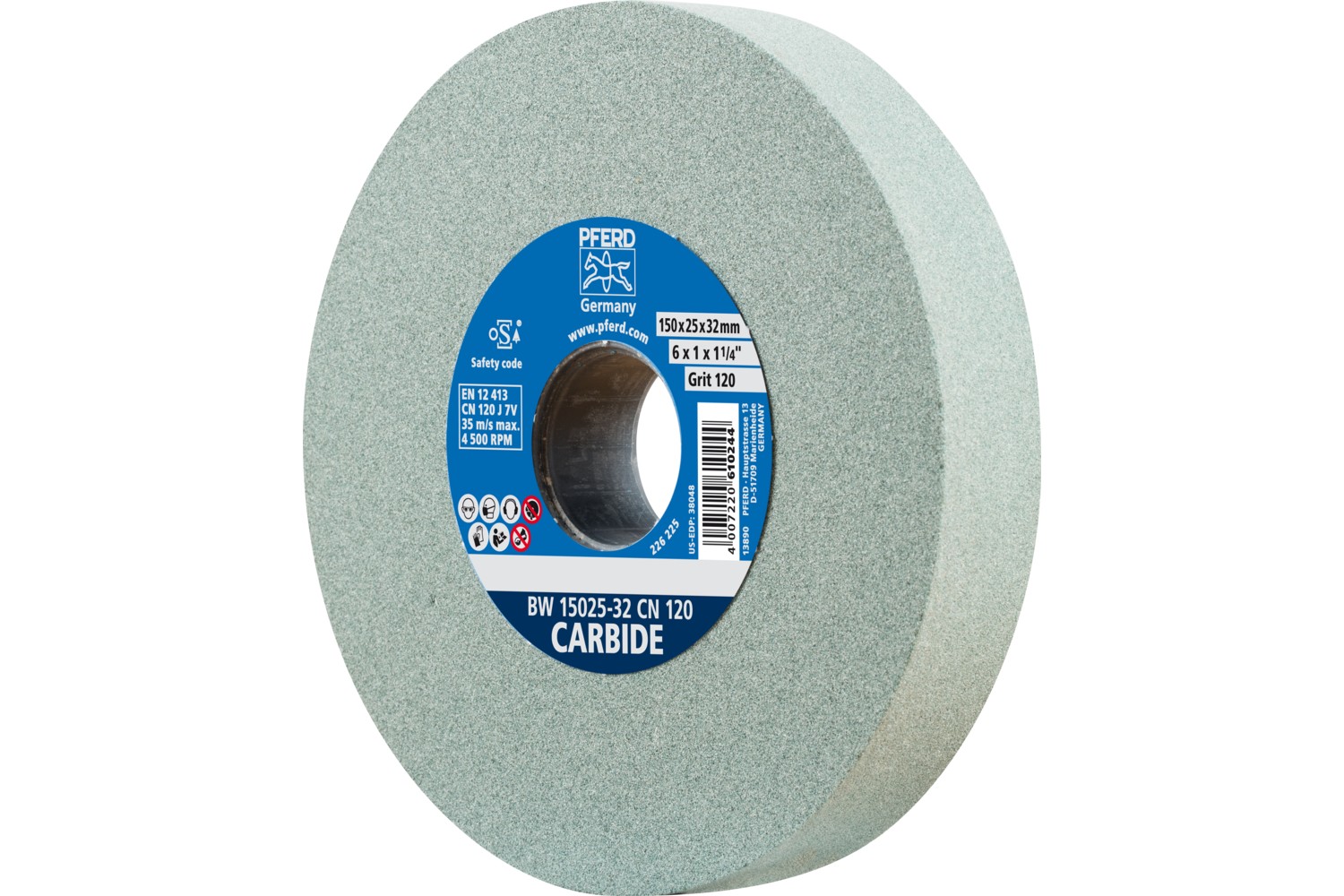 Muela abrasiva Ø 150x25 mm, agujero Ø 32 mm SiC120 para materiales duros, por ejemplo, metal duro