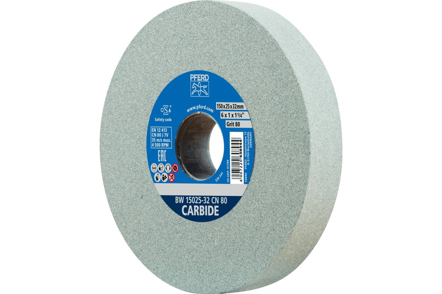 Muela abrasiva Ø 150x25 mm, agujero Ø 32 mm, SiC80 para materiales duros, por ejemplo, metal duro