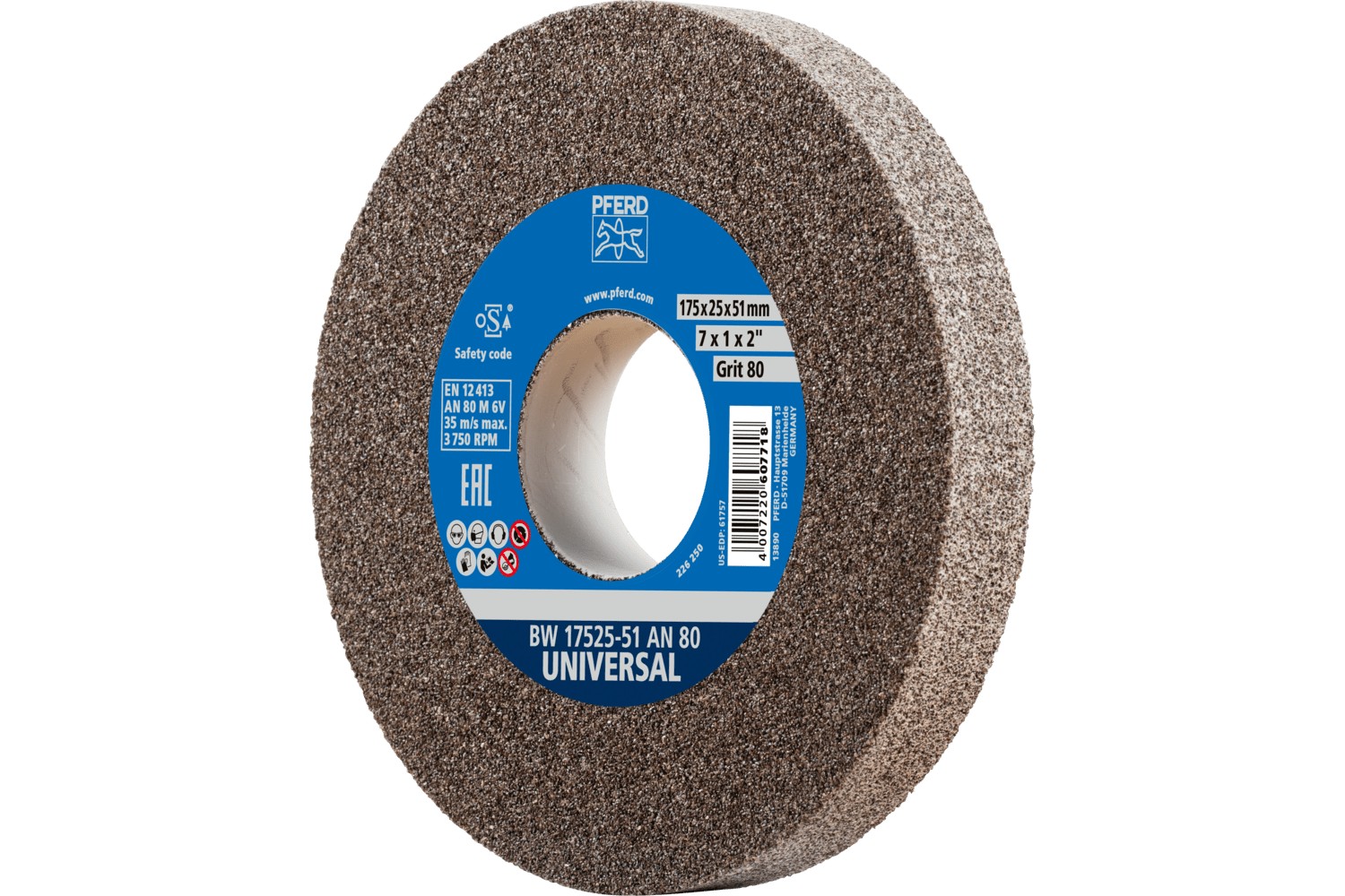 Muela abrasiva Ø 175x25 mm, agujero Ø 51 mm, A80 para trabajos de desbaste universal