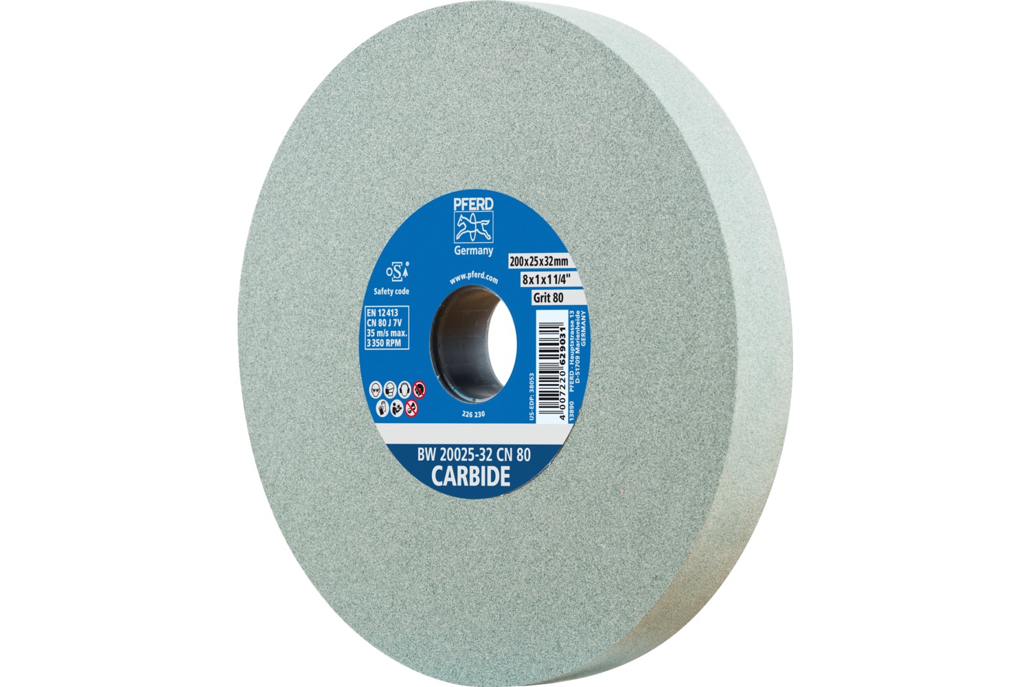 Muela abrasiva Ø 200x25 mm, agujero Ø 32 mm SiC120 para materiales duros, por ejemplo, metal duro