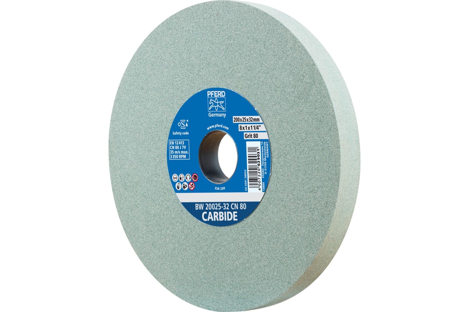 Muela abrasiva Ø 200x25 mm, agujero Ø 32 mm SiC80 para materiales duros, por ejemplo, metal duro