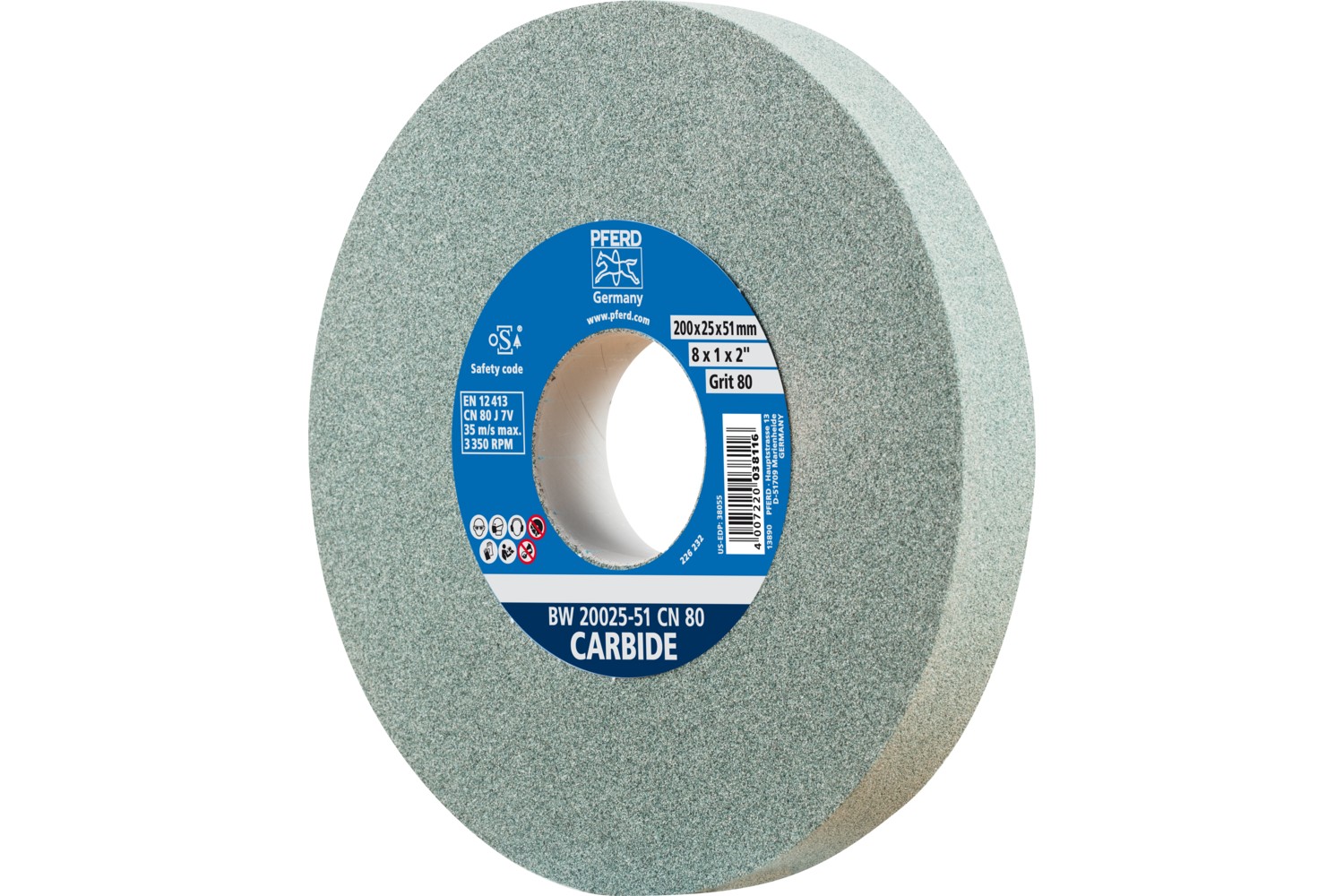 Muela abrasiva Ø 200x25 mm, agujero Ø 51 mm SiC80 para materiales duros, por ejemplo, metal duro