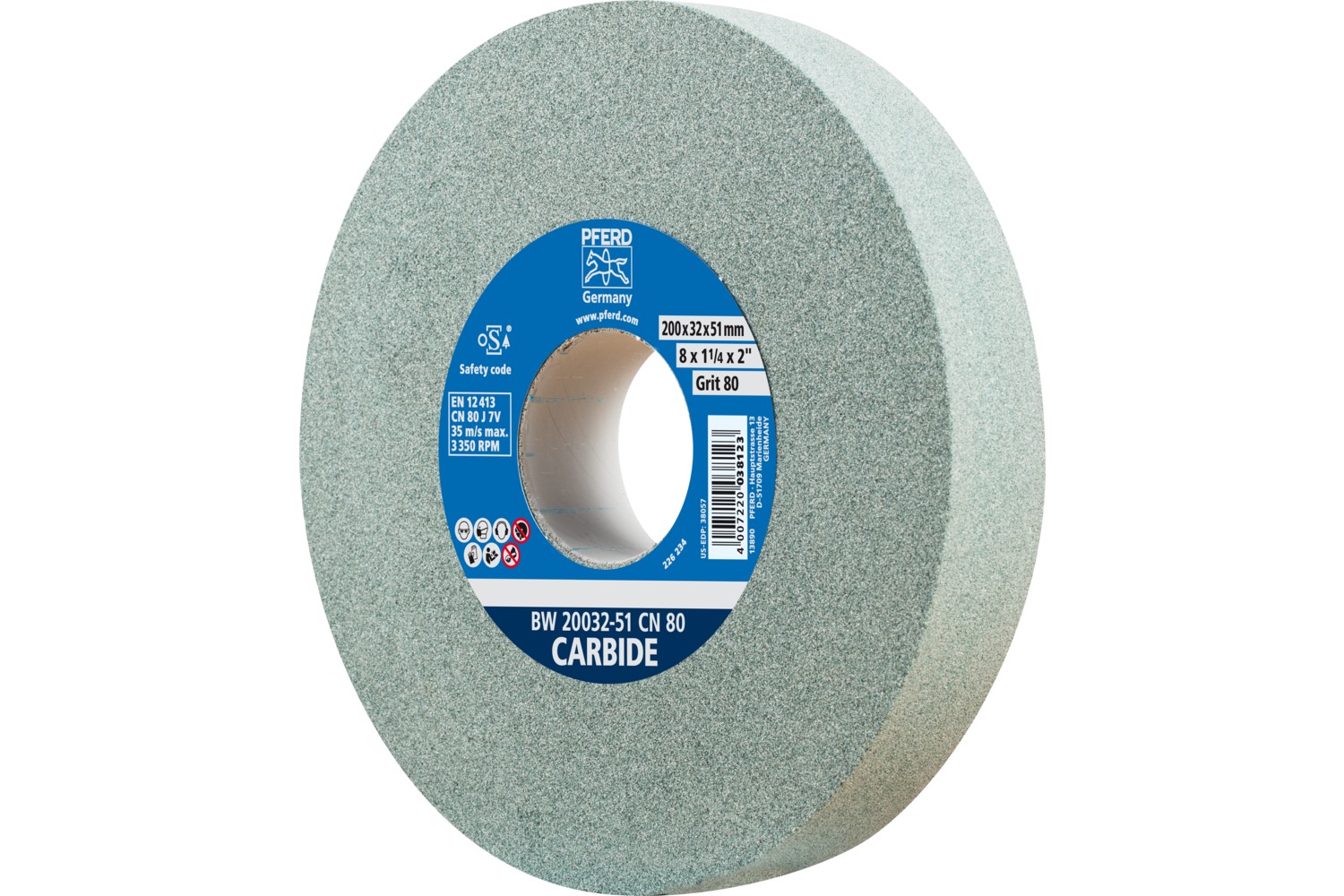 Muela abrasiva Ø 200x32 mm, agujero Ø 51 mm SiC80 para materiales duros, por ejemplo, metal duro