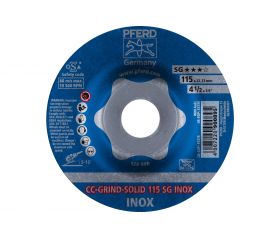 Disco de desbaste CC-GRIND-SOLID 115x22,23 mm COARSE línea de rendimiento SG INOX para acero inoxidable