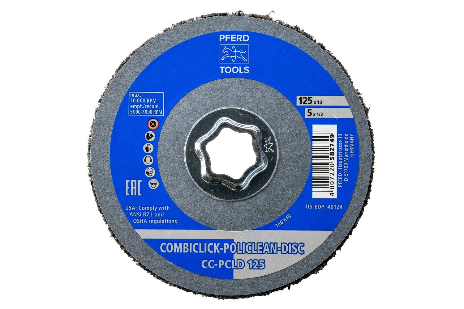 Vellón para limpieza COMBICLICK POLICLEAN PCLD Ø 125x13 mm para trabajos bastos de limpieza