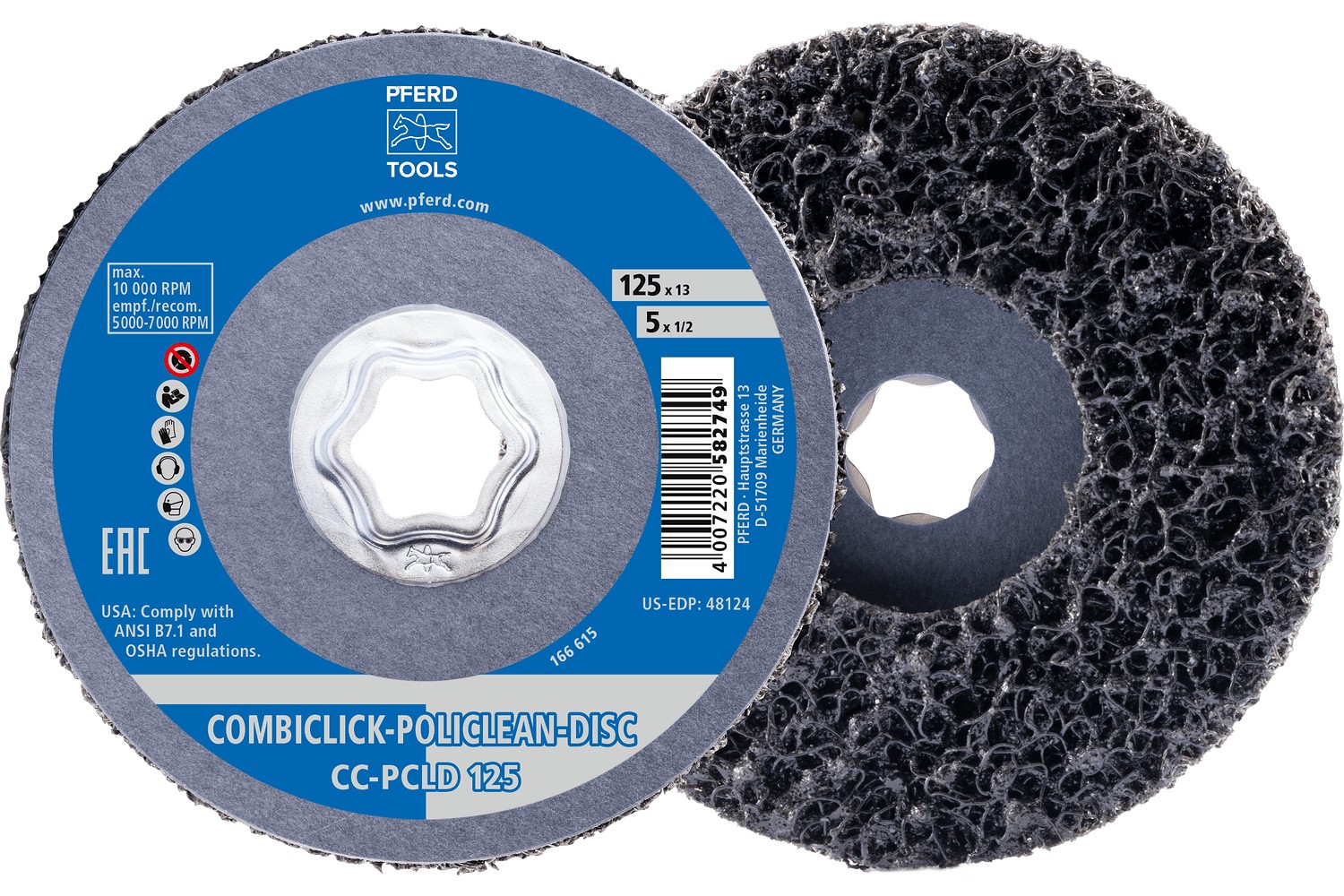 Vellón para limpieza COMBICLICK POLICLEAN PCLD Ø 125x13 mm para trabajos bastos de limpieza