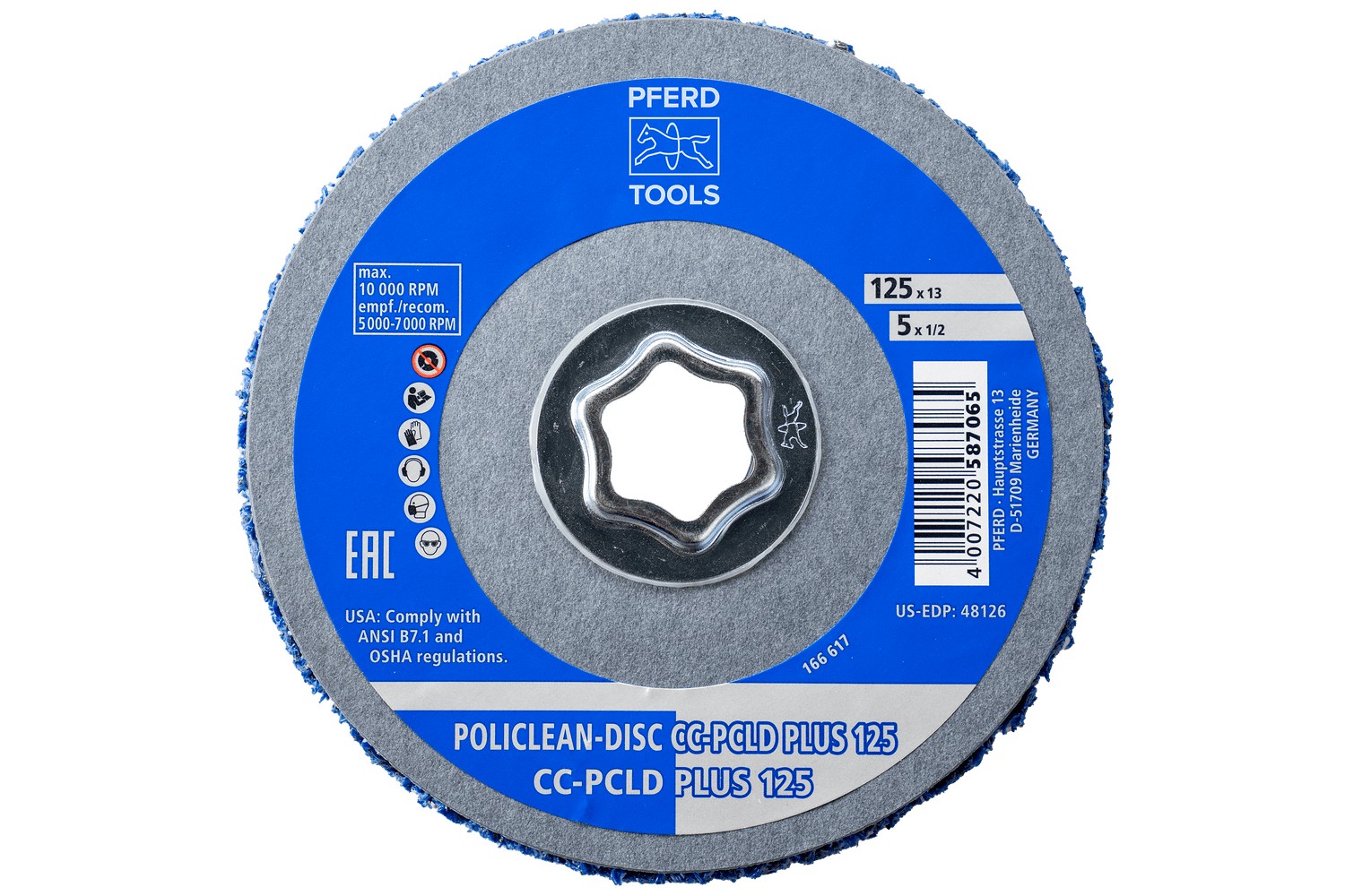 Vellón para limpieza COMBICLICK POLICLEAN PLUS Ø 125x13 mm para trabajos bastos de limpieza