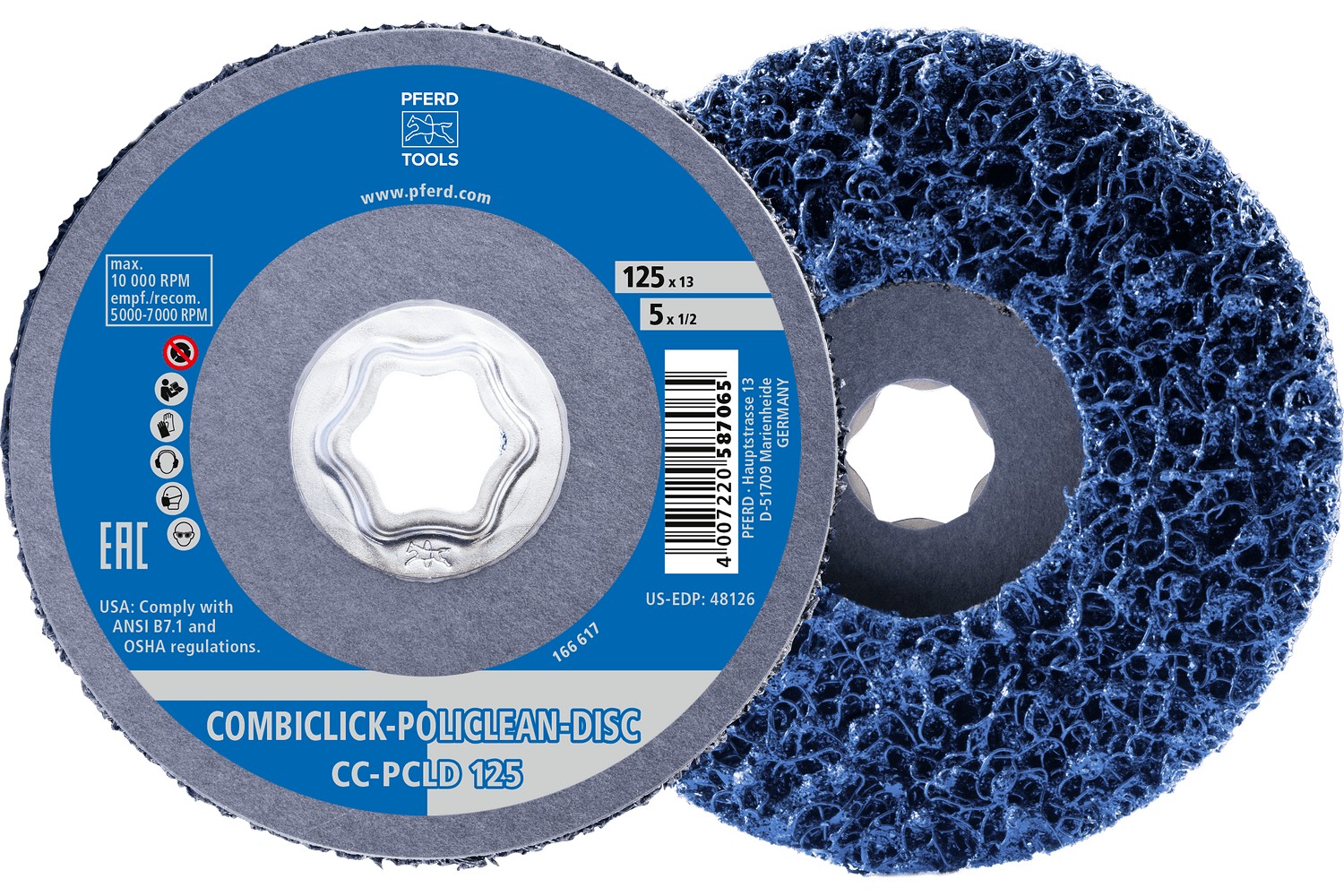 Vellón para limpieza COMBICLICK POLICLEAN PLUS Ø 125x13 mm para trabajos bastos de limpieza