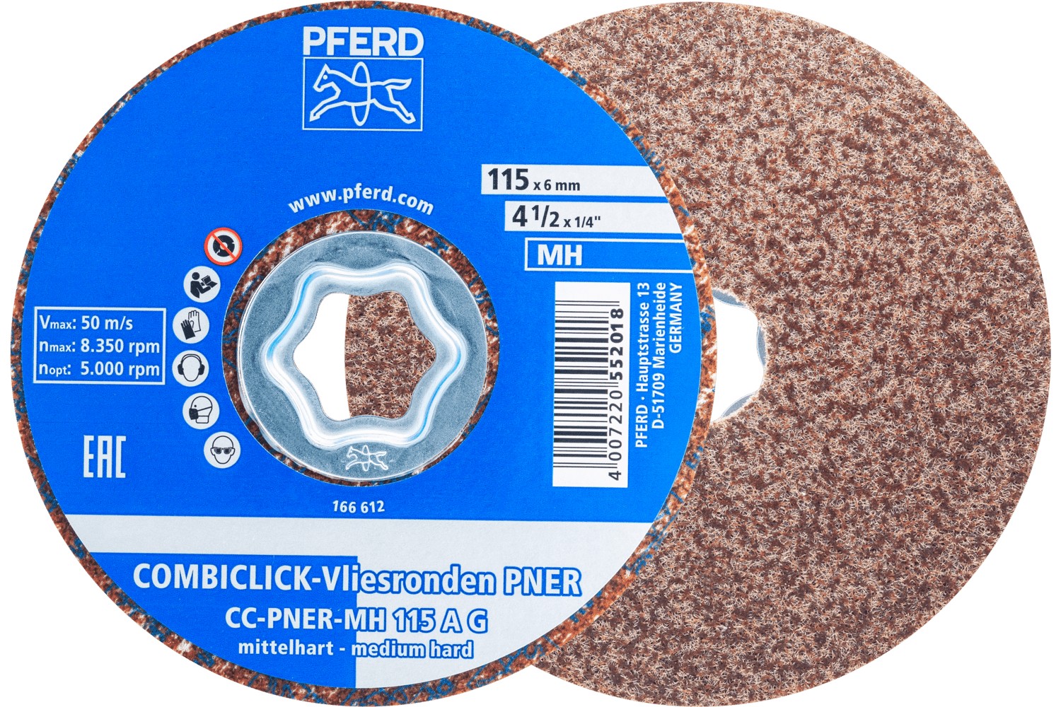 Disco de vellón prensado COMBICLICK CC PNER Ø 115 mm semiduro A, basto para acabado 