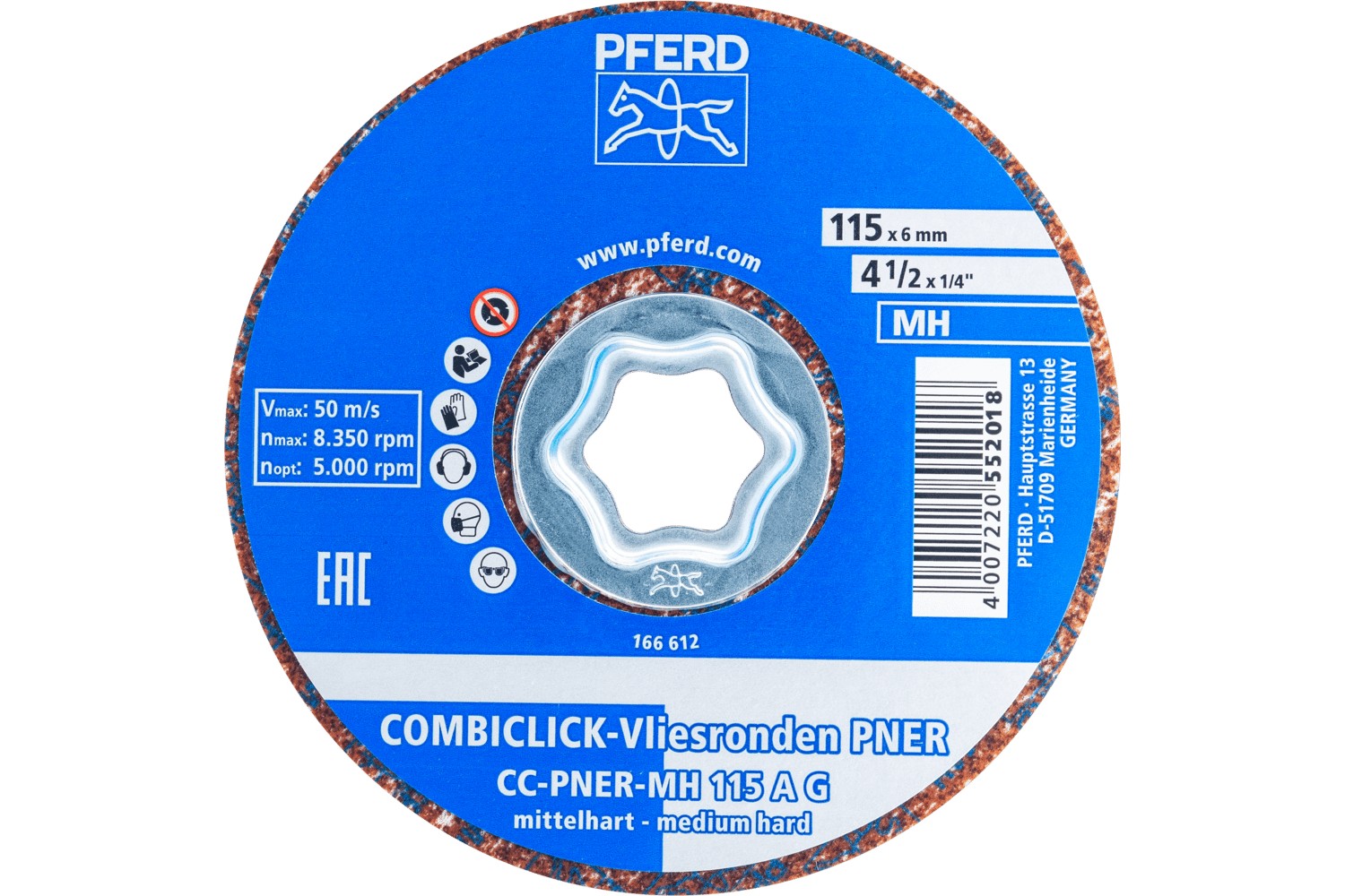 Disco de vellón prensado COMBICLICK CC PNER Ø 115 mm semiduro A, basto para acabado 