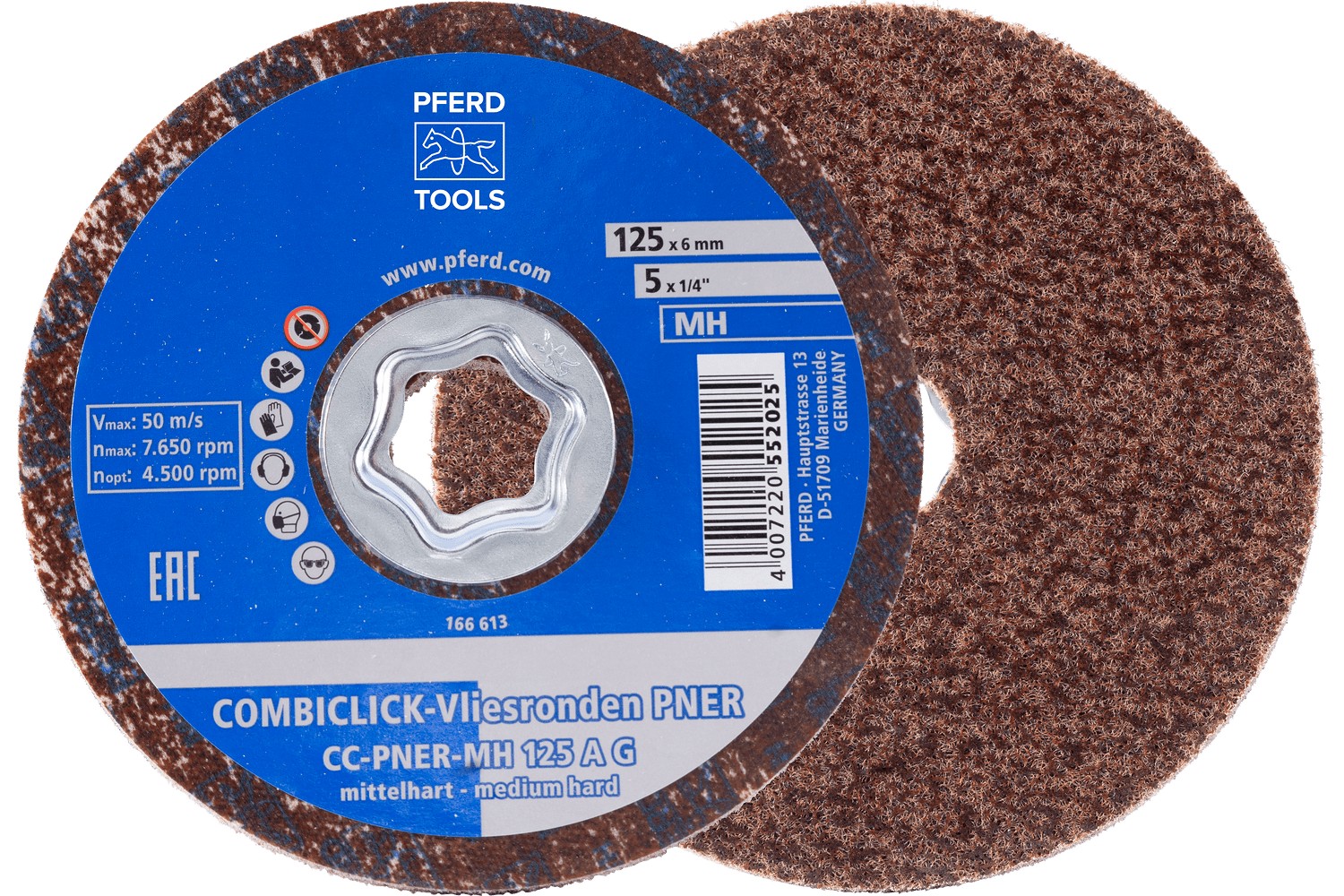 Disco de vellón prensado COMBICLICK CC PNER Ø 125 mm semiduro A, basto para acabado 