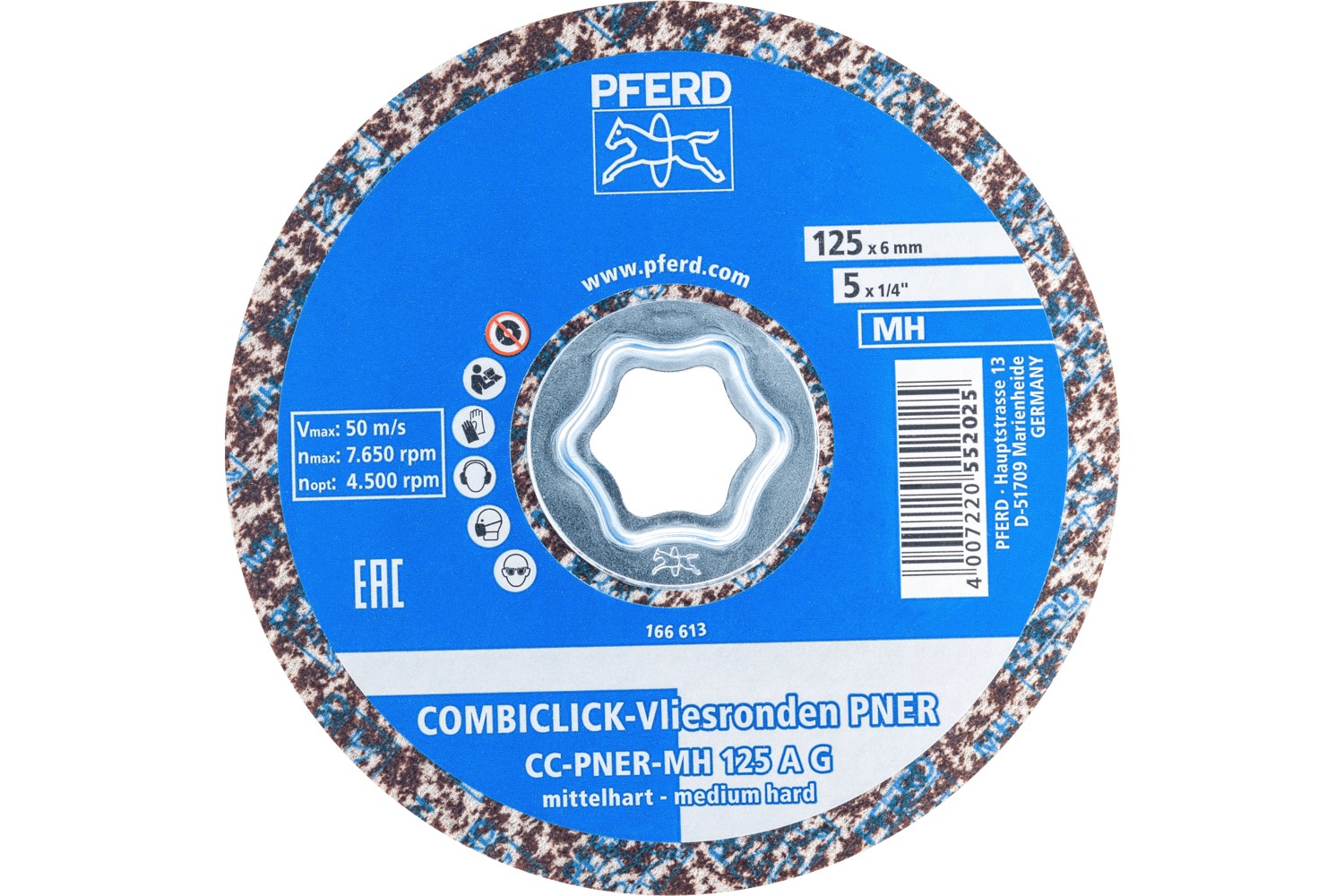 Disco de vellón prensado COMBICLICK CC PNER Ø 125 mm semiduro A, basto para acabado 