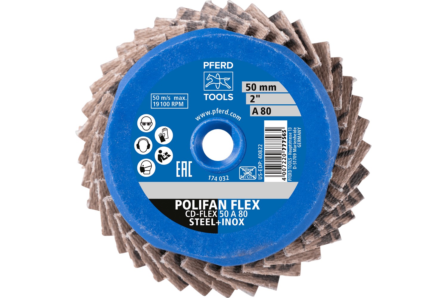 Mini-POLIFAN COMBIDISC, corindón CD Ø 50 mm A80 para aplicaciones universales