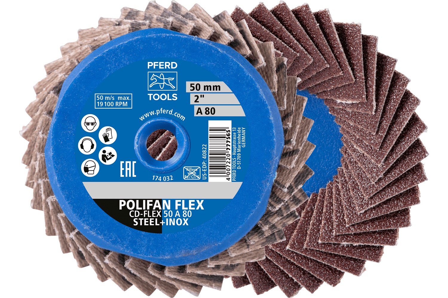 Mini-POLIFAN COMBIDISC, corindón CD Ø 50 mm A80 para aplicaciones universales