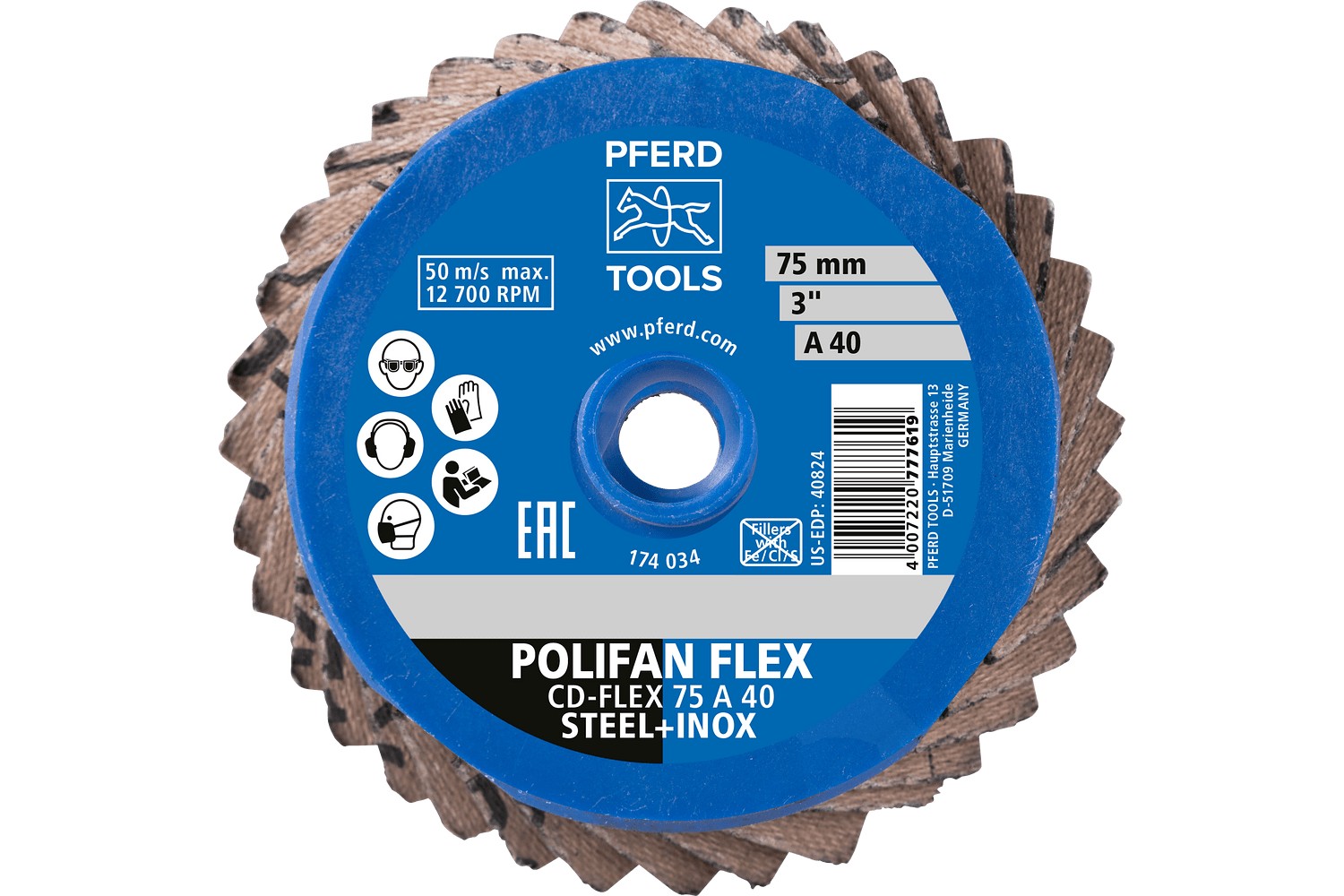 Mini-POLIFAN COMBIDISC, corindón CD Ø 75 mm A60 para aplicaciones universales