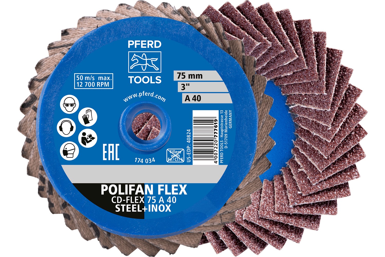 Mini-POLIFAN COMBIDISC, corindón CDR Ø 75 mm A60 para aplicaciones universales