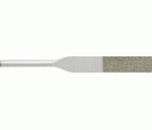 Lima de diamante para limadora manual plana cónica 6,3x1,0x55 mm, mango Ø 3 mm D126 (medio), en toda la superficie de trabajo