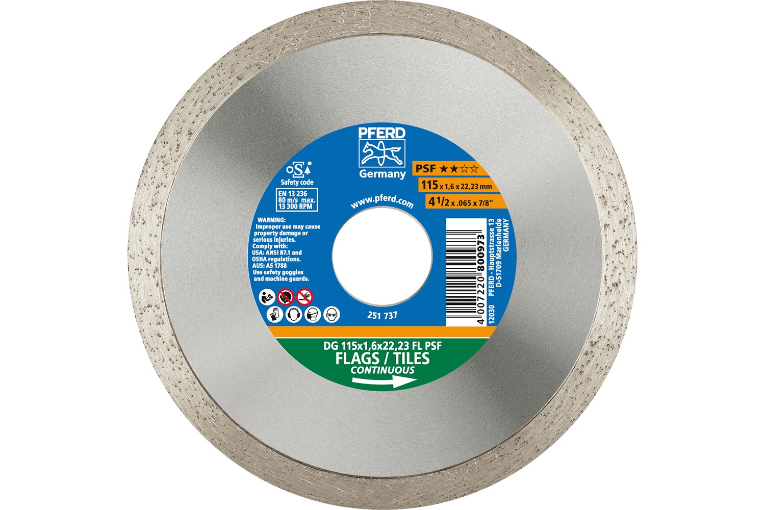 Discos de corte de diamante para la industria de la construcción, ejecución con banda continua (TURBO) PSF