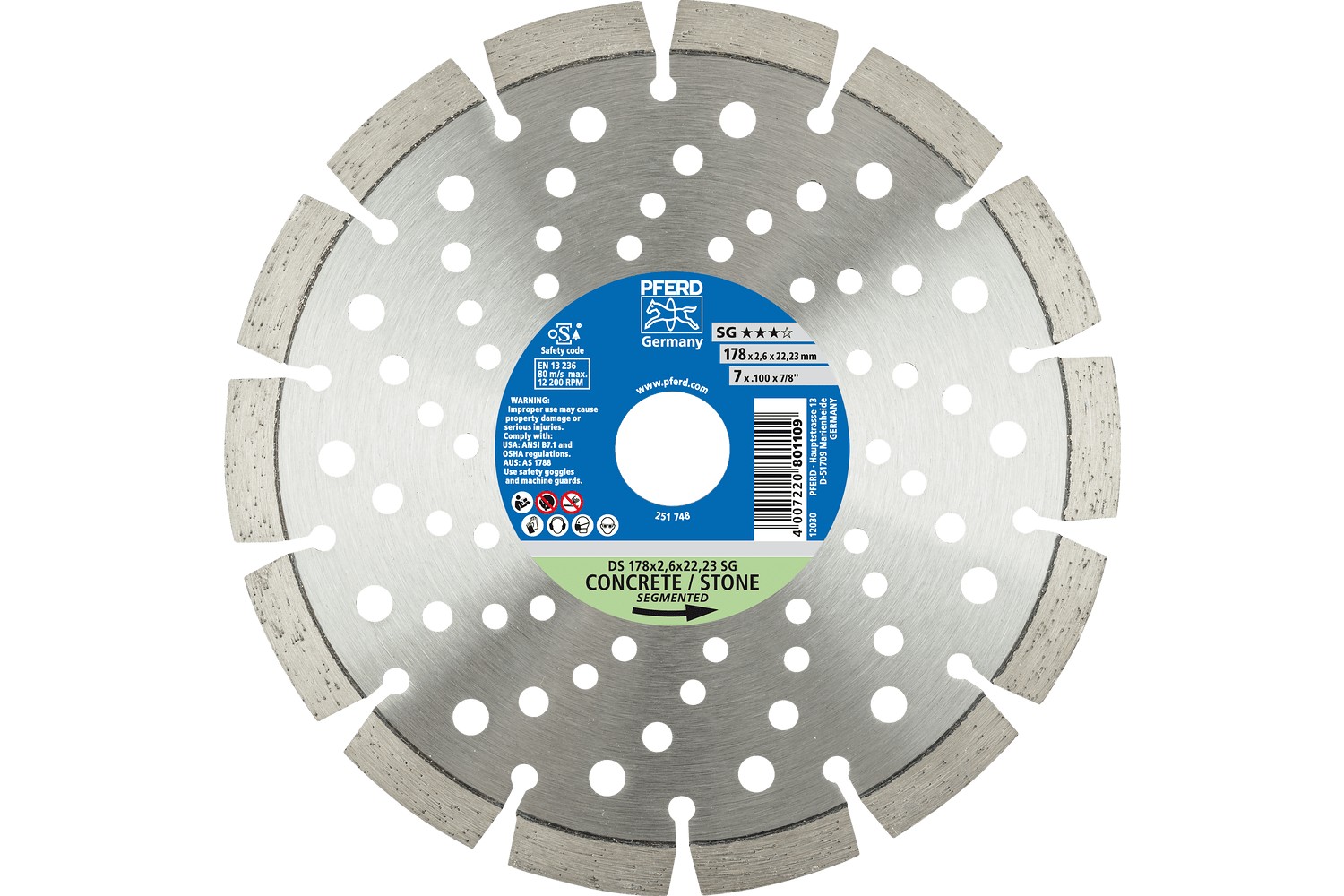 Disco de corte de diamante DS 150x2,2x22,23 mm SG para el corte rápido de piedra y hormigón