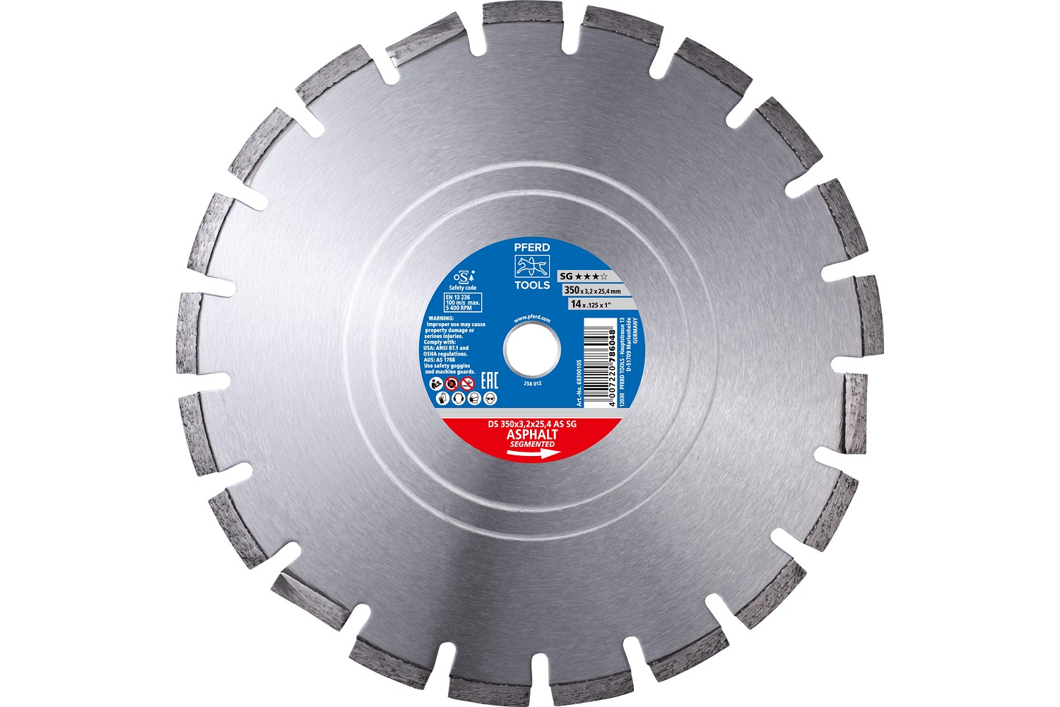 Disco de corte de diamante DS 300x2,8x25,4 mm SG para el corte rápido de asfalto