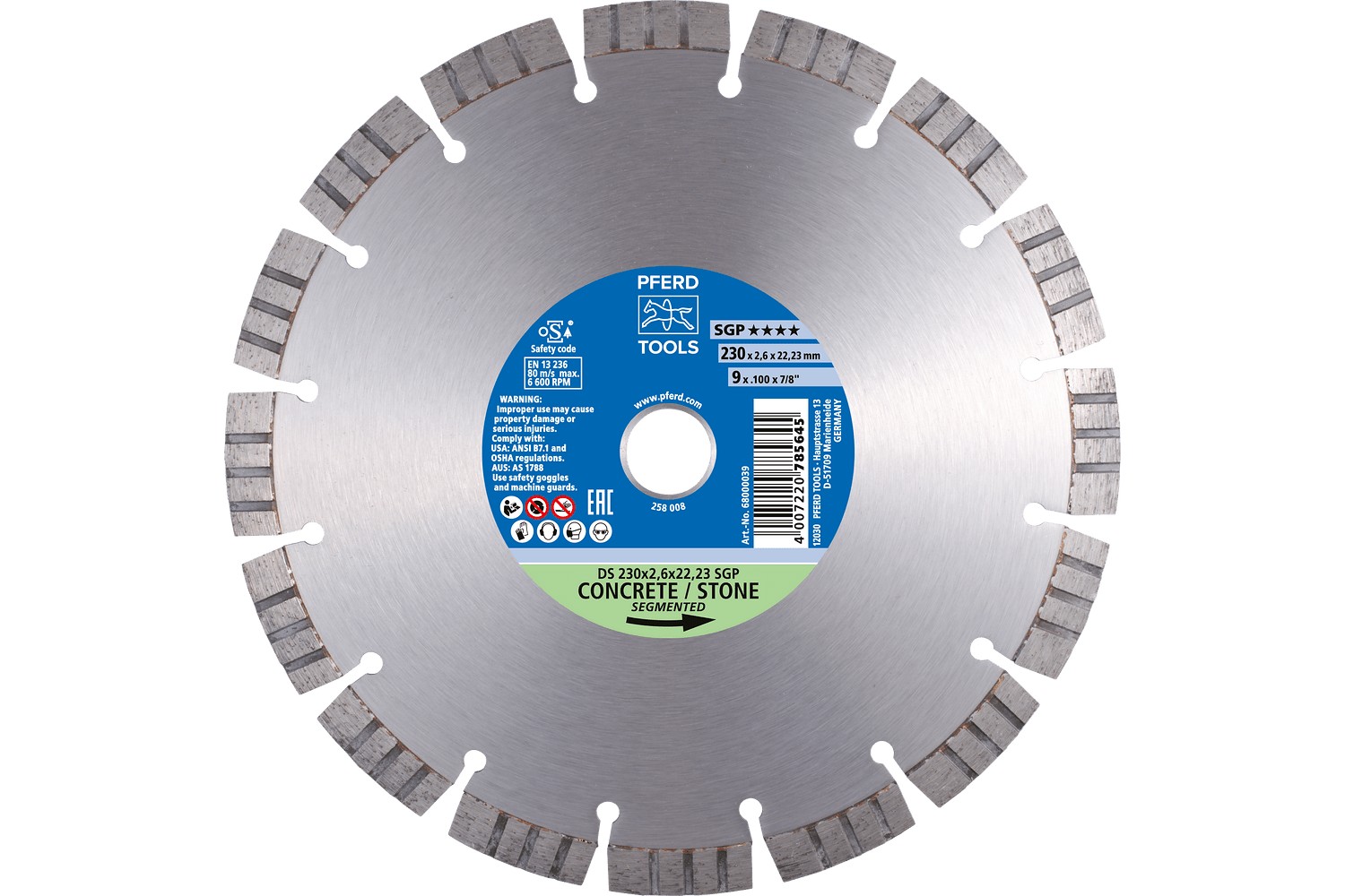 Disco de corte de diamante DS 350x3x25,4 mm SGP para corte rápido de piedra y hormigón